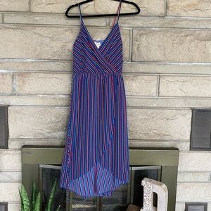 NWT Fig & Olive red/white/blue high-low spaghetti strap dress, SZ XL